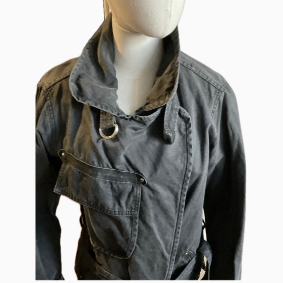 Isabel Marant Black Cotton with Black Leather Trim Biker Jacket size 1 pristine - Picture 4 of 15